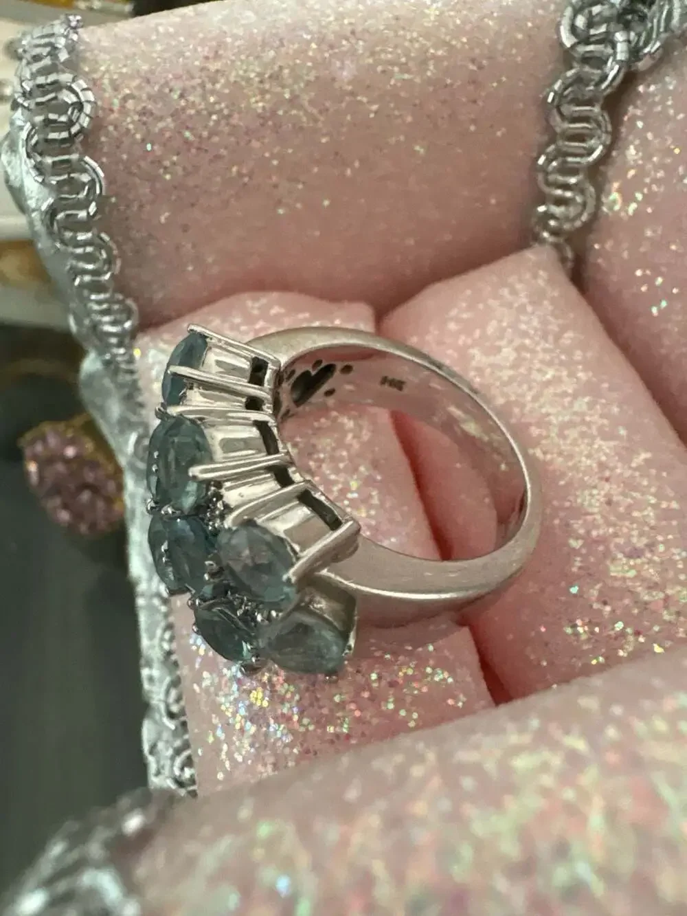 Sonia B. 14K White Gold Aquamarine and Diamond Cluster Ring